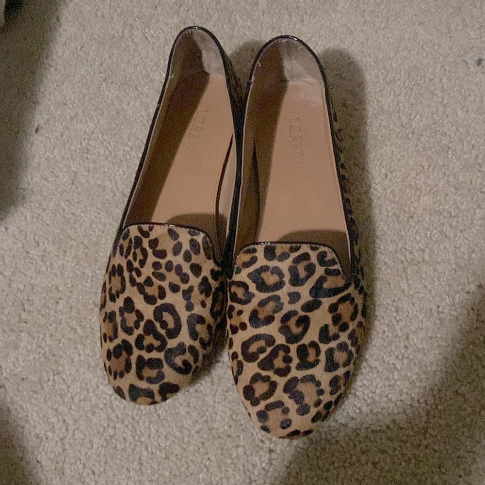 J. CREW CORA CALF HAIR LEOPARD PRINT FLATS